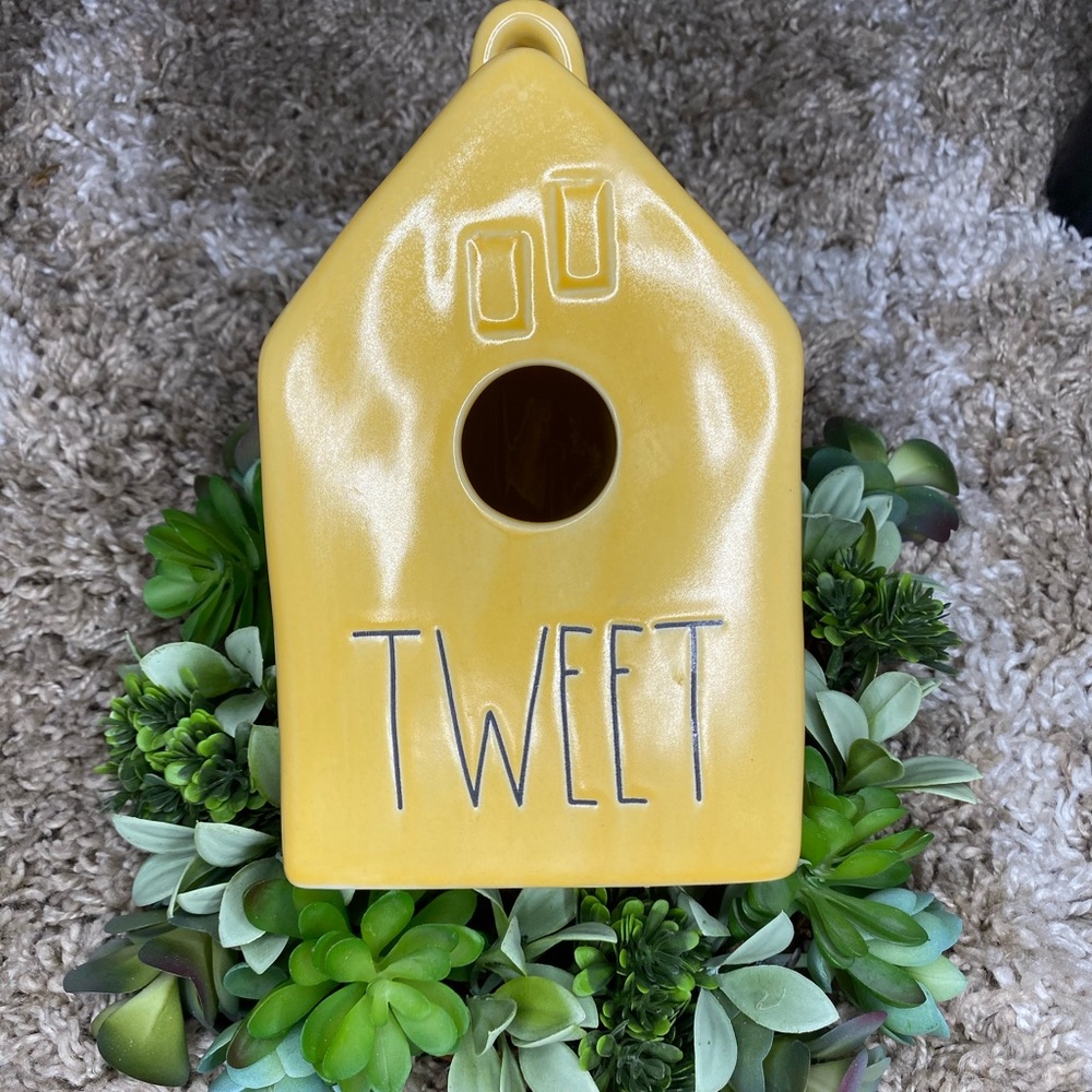 Rae Dunn tweet yellow birdhouse